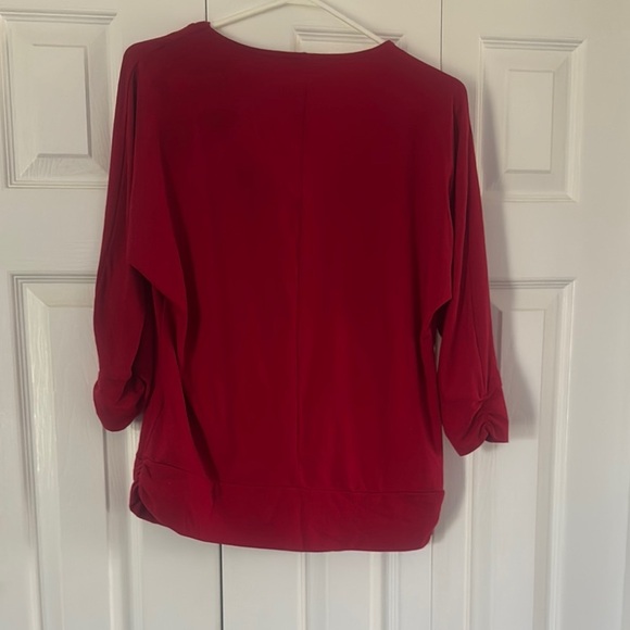 Relaxed Asymmetrical Red Blouse - Picture 2 of 4